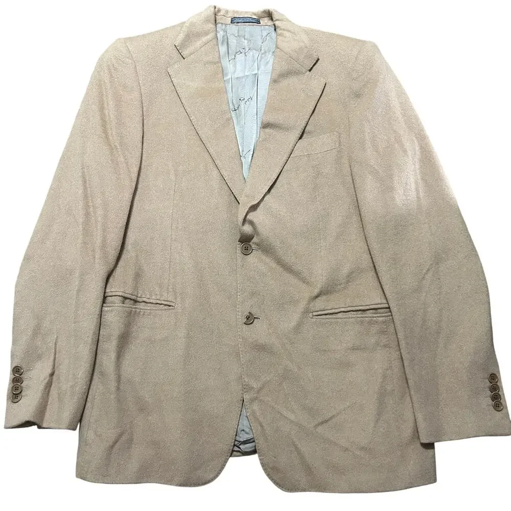 Salvatore Ferragamo Sport Coat Mens 42 R Tan Brown Pure Camel Hair Blazer Italy